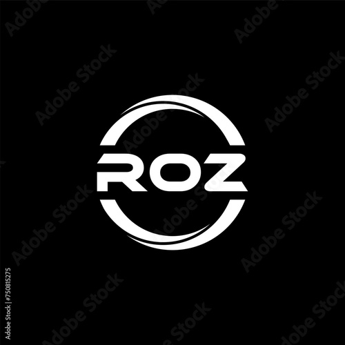 ROZ letter logo design with black background in illustrator, cube logo, vector logo, modern alphabet font overlap style. calligraphy designs for logo, Poster, Invitation, etc.