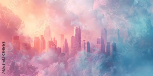 Dreamy pastel castle in clouds a mystical fairytale realm with whimsical beauty. Concept Fairytale Castle, Dreamlike Setting, Pastel Colors, Mystical Realm, Whimsical Beauty