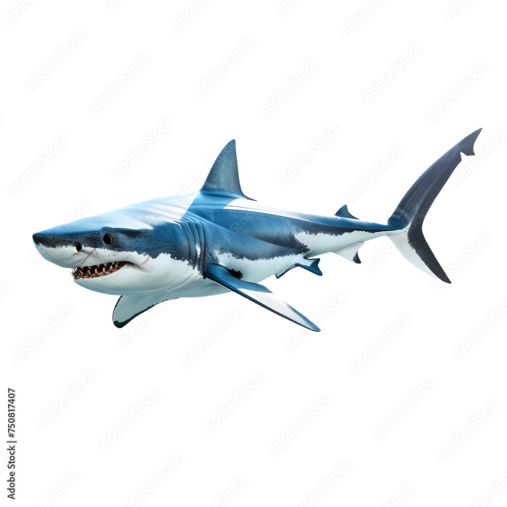 Fototapeta premium Photo of shark isolated on transparent background