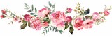 Hand-Painted Watercolor Illustration of Pink Roses in Floral Frames Generative AI