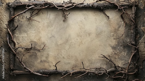 Good Friday symbolizes entanglement and sacrifice through intertwined vines and thorns in its frame. photo