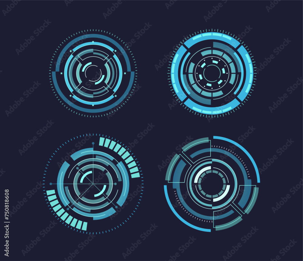 Futuristic Hi-tech Circles Vector Digital Design Elements. Modern Techno Interface, Conveying A Hitech Future Technology Futuristic Hi-tech Circles Vector Digital Design Elements. Modern Techno Interface, Conveying A Hitech Future Technology