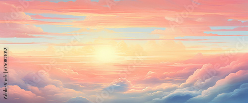 Whimsical gradient sunrise painting the sky with soft hues, creating the cutest and most beautiful morning vista.