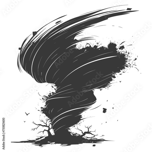 Silhouette Tornado whirlwind black color only