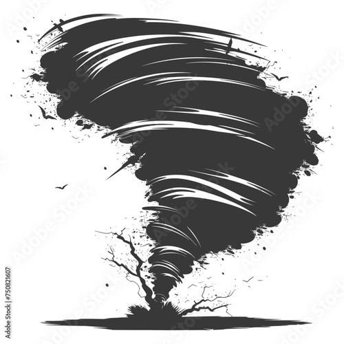 Silhouette Tornado whirlwind black color only