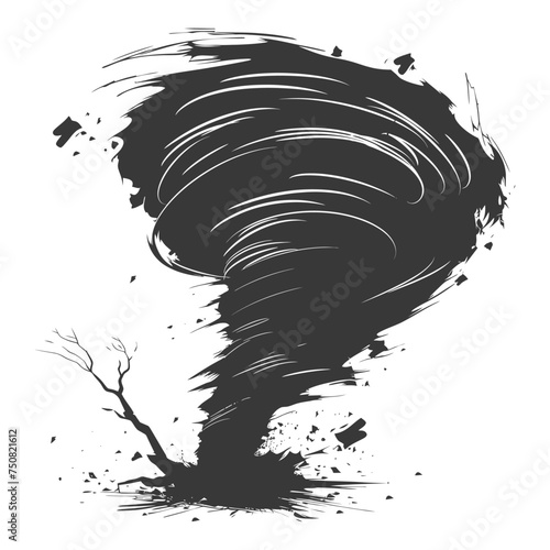 Silhouette Tornado whirlwind black color only