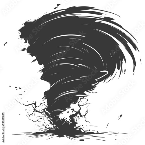 Silhouette Tornado whirlwind black color only