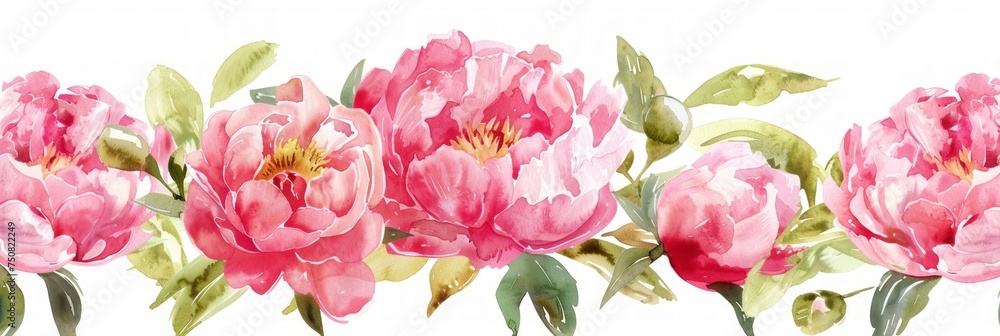 Obraz premium Summer Exotic Floral Background with Pink Peonies Generative AI