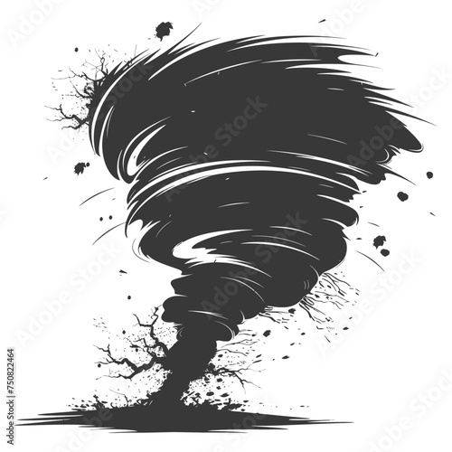 Silhouette Tornado whirlwind black color only