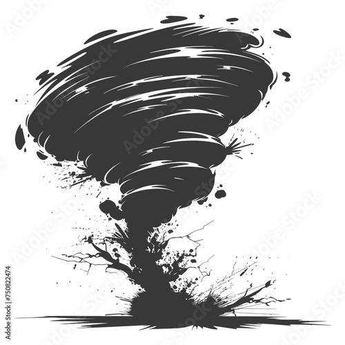 Silhouette Tornado whirlwind black color only