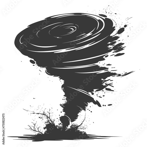 Silhouette Tornado whirlwind black color only