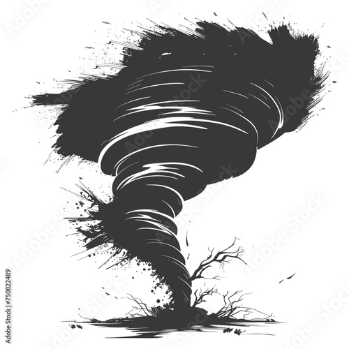 Silhouette Tornado whirlwind black color only