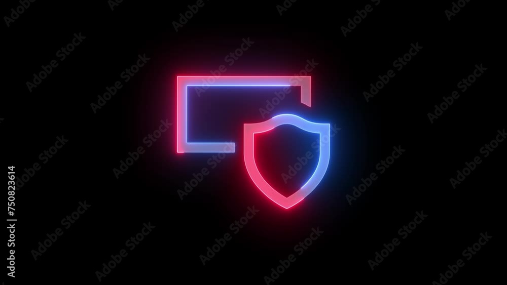 Neon admin icon blue red color glowing animation black background