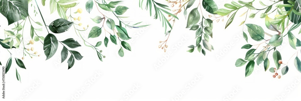 Herbal Twigs and Branches Wreath Wedding Invitation Cards on White Background Generative AI