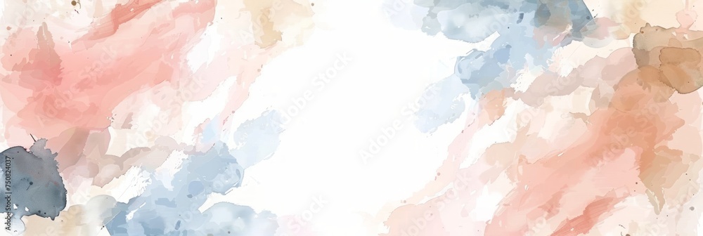 Earth Tone Watercolor Art with Flower Paint Brush Line Design Generative AI Earth Tone Watercolor Art with Flower Paint Brush Line Design Generative AI