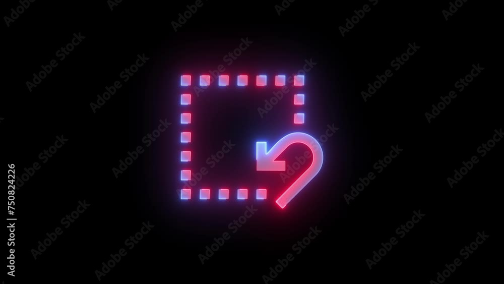 Neon clear selection icon blue red color glowing animation black background Neon clear selection icon blue red color glowing animation black background