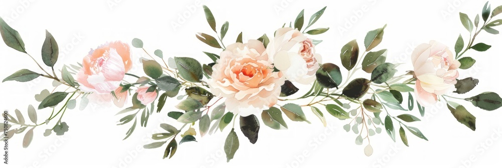 Elegant Watercolor Floral Illustration for Wedding Invitations Generative AI