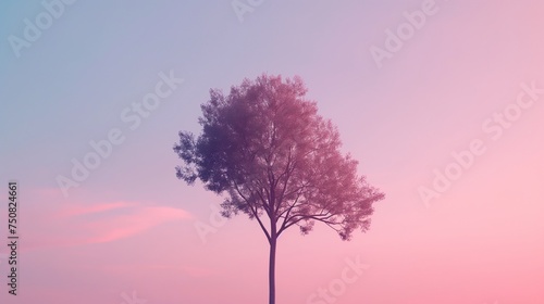 A clean and crisp HD capture of a solitary tree against a pastel sky, offering a minimalist and calming background mockup.