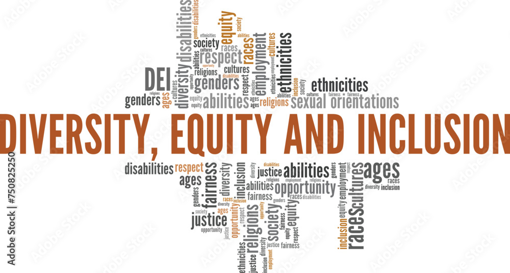 DEI Diversity Equity Inclusion word cloud conceptual design isolated on ...