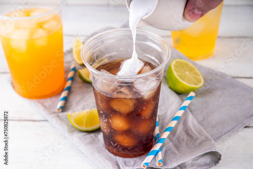 Fotografie Dirty soda, soda and cream alcohol free mocktail