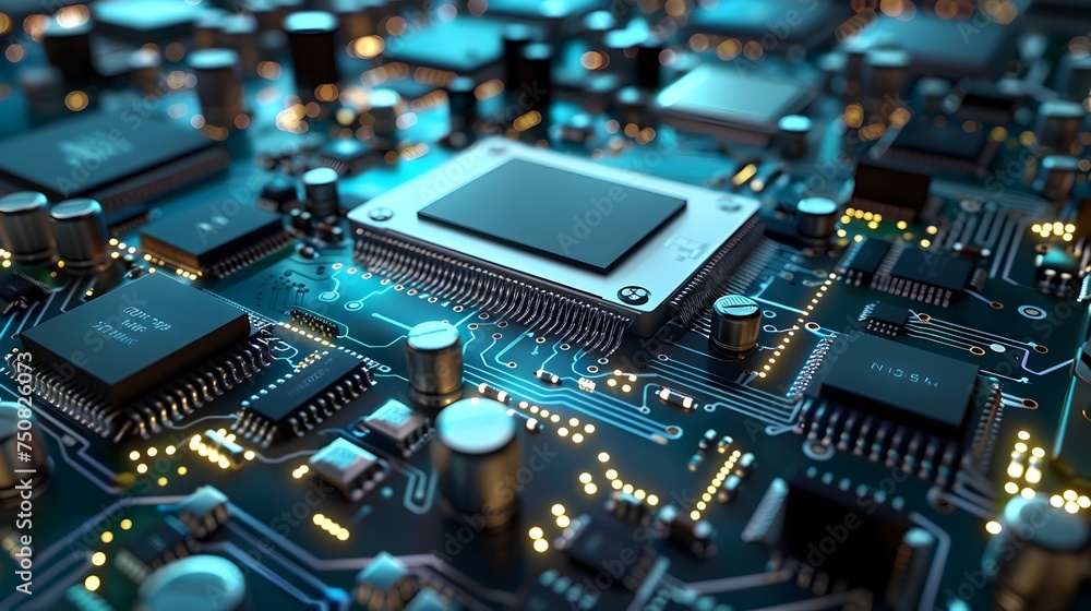 Electronic Circuit Board in 32k UHD Photorealistic Rendering Electronic Circuit Board in 32k UHD Photorealistic Rendering