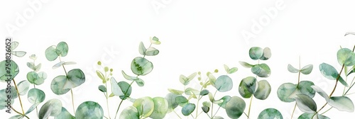 Watercolor Greeting Card with Eucalyptus Leaves and Branches Generative AI