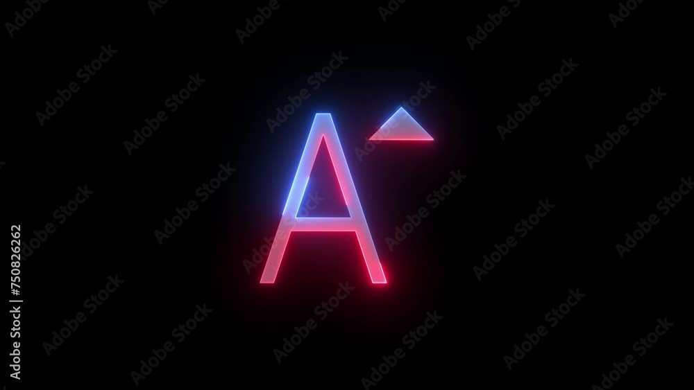 Neon font increase icon blue red color glowing animation black background Neon font increase icon blue red color glowing animation black background