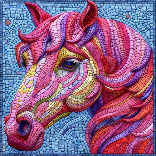 Horse head in mosaic technique © Nataliia