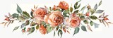 Peach Rose Flower Bouquet Watercolor Collection Generative AI