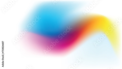 abstract blurred gradient of blue pink and yellow on a white background, copy space design