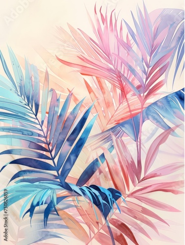 Close up of a plant showcasing vibrant pink and blue leaves with intricate patterns, standing out against a blurred background.