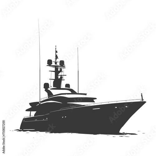 Silhouette yacht or boat black color only