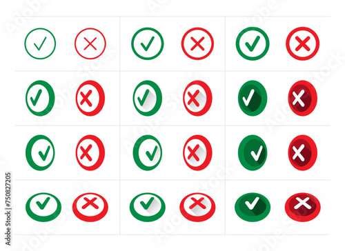 check sign and cancel sign set. yes, no, positive, negative, negative, positive, check sign and cancel sign