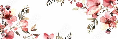 Elegant Watercolor Flower Wedding Invitation on White Background Generative AI