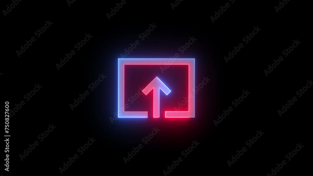 Neon new window icon blue red color glowing animation black background Neon new window icon blue red color glowing animation black background