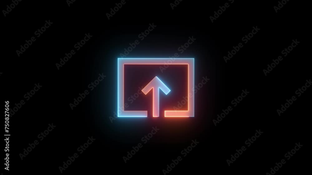 Neon new window icon brown cyan color glowing animation black background Neon new window icon brown cyan color glowing animation black background