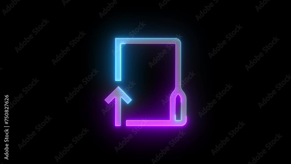Neon open local icon cyan purple color glowing animation black background Neon open local icon cyan purple color glowing animation black background