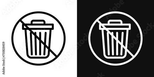 No Trash Icon Set. Vector Illustration photo