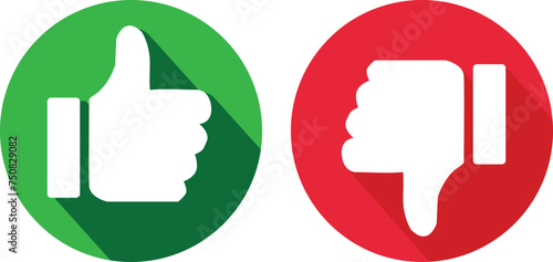 Thumb up and thumb down sign. Vector illustration