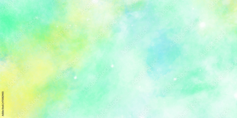Colorful soft watercolor background. Green blue and yellow background