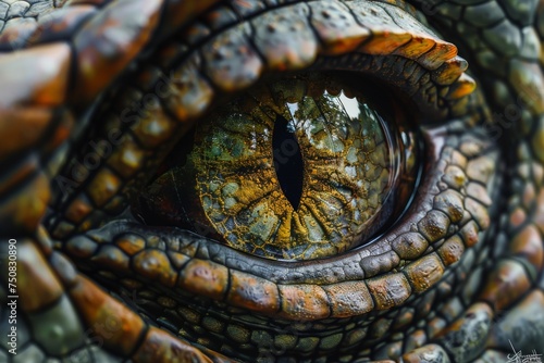 Eye of the dinosaurs with terrifying.