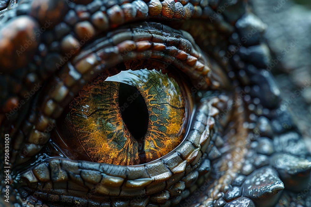 Naklejka premium Eye of the dinosaurs with terrifying.