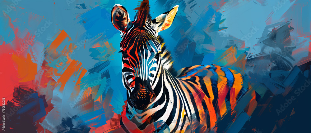 Zebra in Abstract Color Splashes Zebra in Abstract Color Splashes