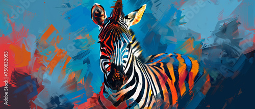 Zebra in Abstract Color Splashes