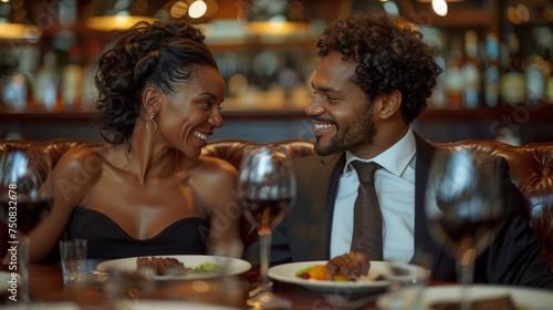 Man and Woman Sitting at Table With Wine Glasses