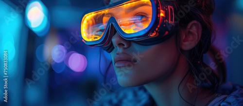 woman experimenting immersive experience at night © Danang