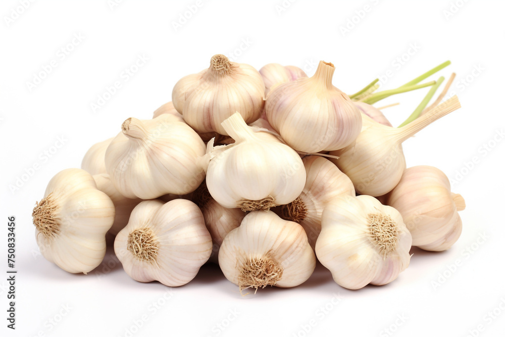 Close-up Bunch of Garlics isolated on transparent or white background сreated with Generative Ai Close-up Bunch of Garlics isolated on transparent or white background сreated with Generative Ai