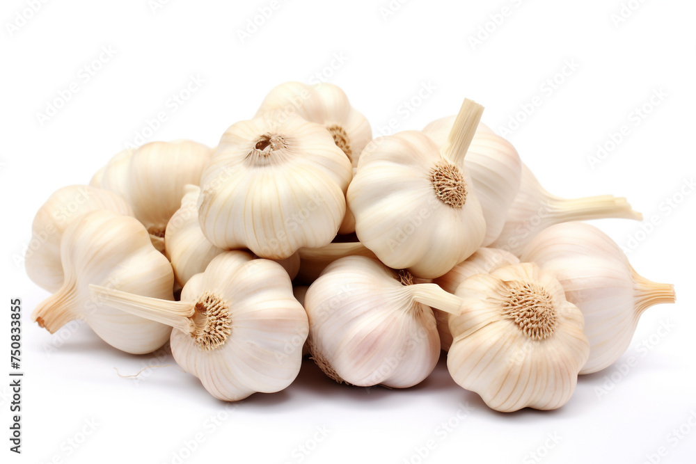 Close-up Bunch of Garlics isolated on transparent or white background сreated with Generative Ai Close-up Bunch of Garlics isolated on transparent or white background сreated with Generative Ai