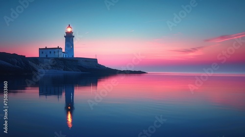 Lighthouse Overlooking Body of Water