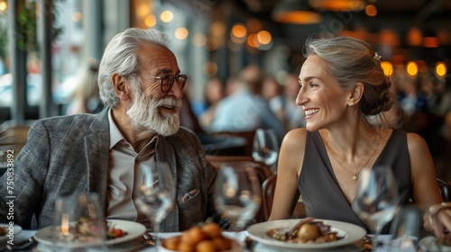 Man and Woman Sitting at a Restaurant Table